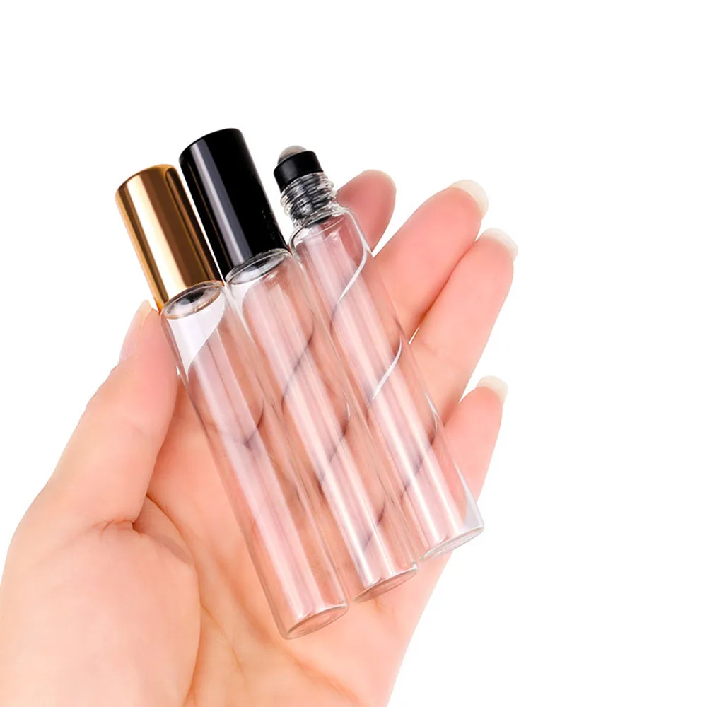 10/50pcs 10ml Empty roll on bottles Clear Glass Essential oils Bottle
