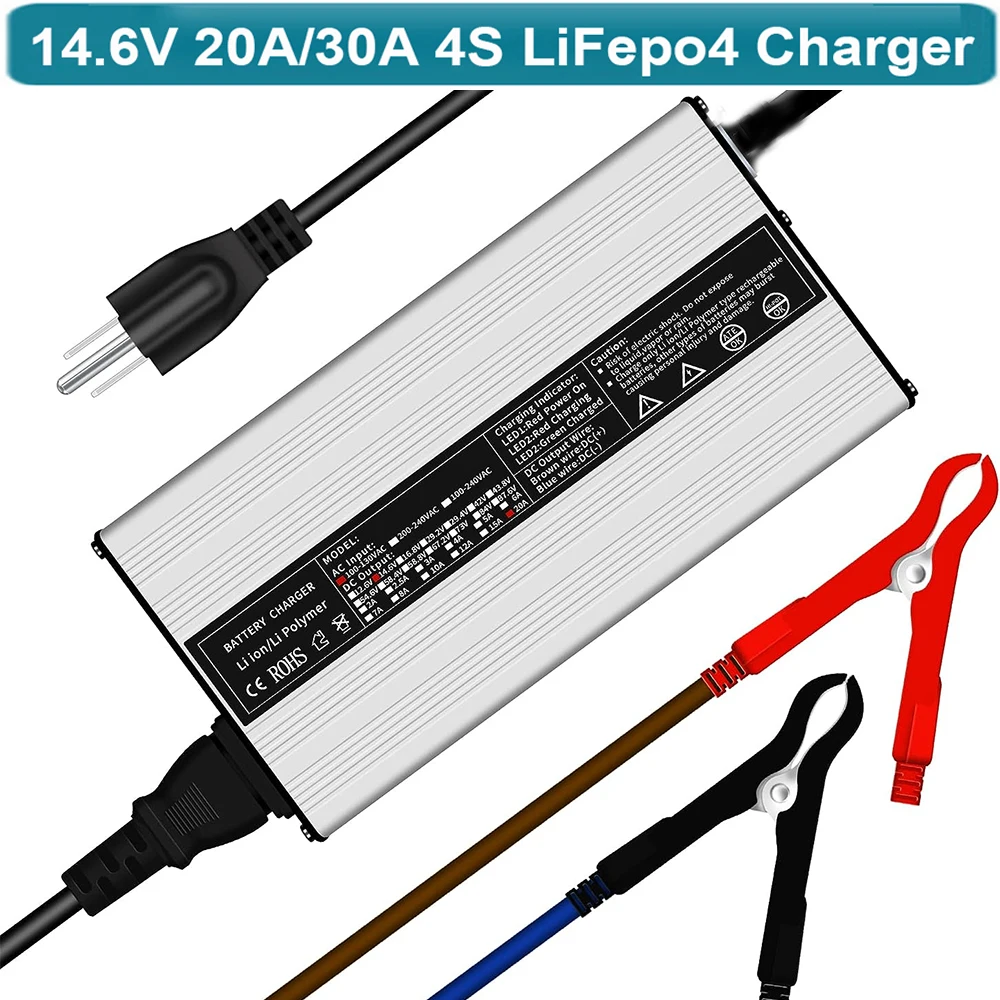 

12V 20A LifePO4 Battery Charger 14.6V Smart Maintainer Charger for Lithium Iron Rechargeable Batteries of Car, Truck, Boat, RV