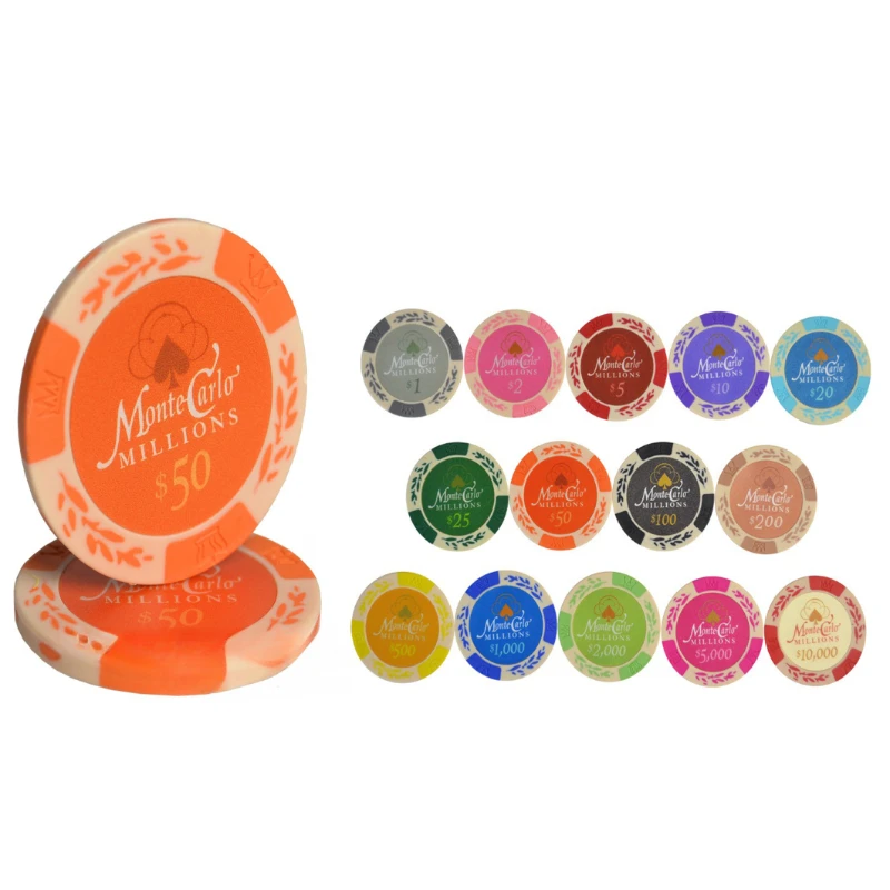 Texas Poker Chips Clay Composite Inner Metal Coins Wheat Ears Crown Pattern Baccarat Casino Upscale Accessories 25pcs poker chips