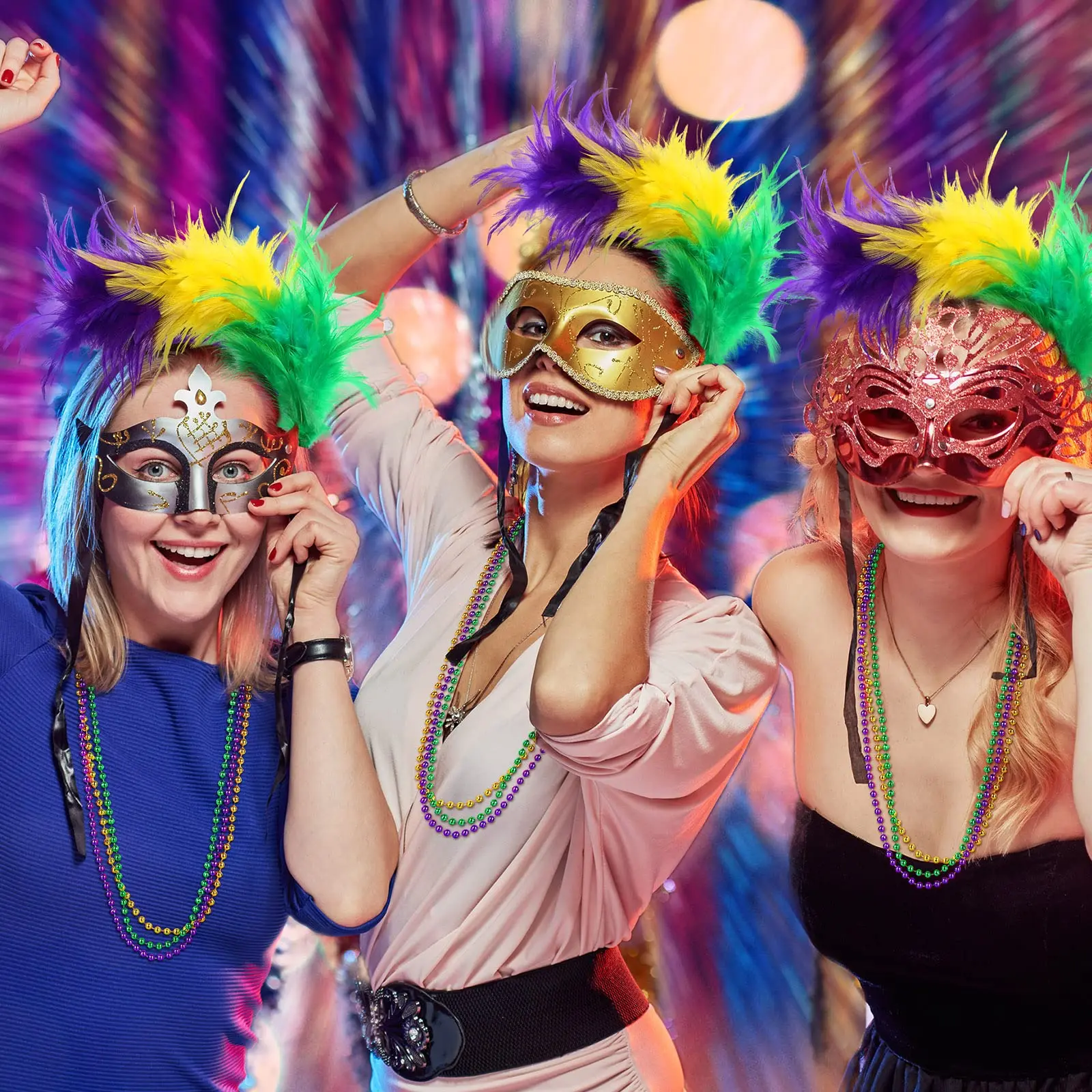 Mardi Gras Vintage Style Theatrical Costume Hats Set Sequin Feather Stage Wear Mardi Gras Feather Headdress: Sequin Crown Carnival Costume  main image 3