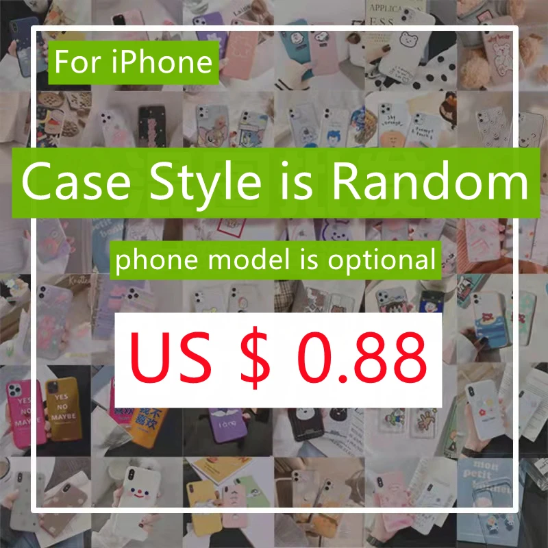 Random Phone Case For iPhone 13 11 12 Pro Mini 7 6S 8 Plus X XR XS Max Aesthetic Luxury Korean Anime Cute Shockproof Back Cover