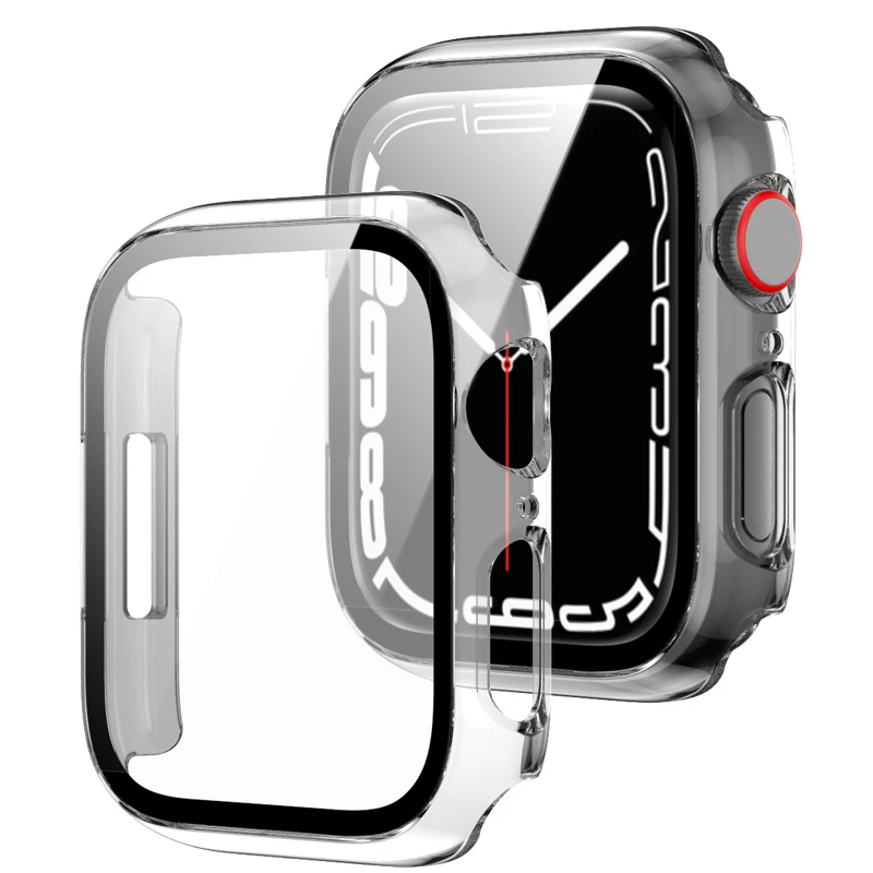 Pc + Cover Completa In Vetro Per Apple Watch 7 Custodia 45Mm 41Mm Per Iwatch Case Accessorie Paraurti + Protezione Dello Schermo Per Apple Watch Serie