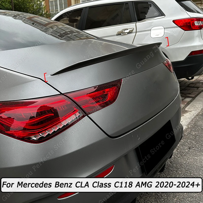 

Для Mercedes Benz CLA Class C118 AMG 2020-2023 2024 + Автомобильный задний спойлер для багажника комплект крыльев кузова тюнинг глянцевый черный/карбоновый вид абс