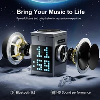 UYUXIO 3 in 1 Magnetic Wireless Charging Station with Bluetooth Speaker Alarm Clock RGB Pixel Display Fast Charging for iPhone 3