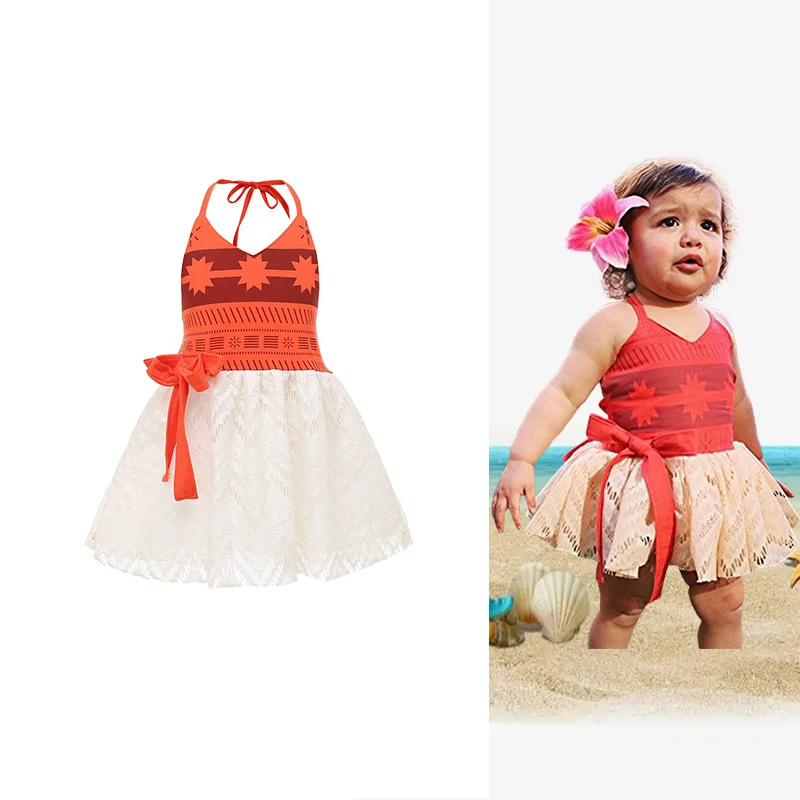 Kids Clothing Set Girls Clothing Set One Piece Halloween Vaiana Baby Girl Dress Fancy Infant Birthday Party Moana Princess Clothing Sets Fluffy Vintage Beach Dress