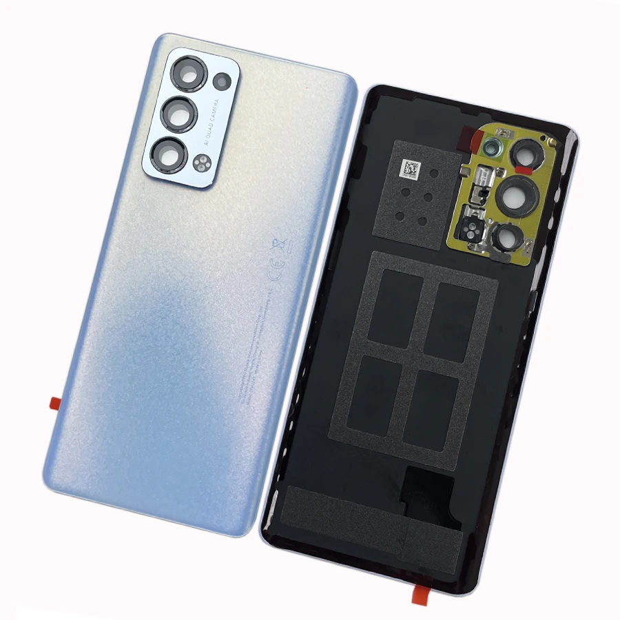 Oppo Reno 6 Pro 5G Snapdragon Reno6 + 배터리 커버 도어 하우징 (카메라 렌즈 수리 포함) 용 A +++ 강화 유리 뒷면 커버