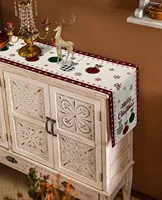 Merry Christmas Tree Ball Linen Table Runners Holiday Party Decor Reusable Dining Wedding Navidad Decorations 3