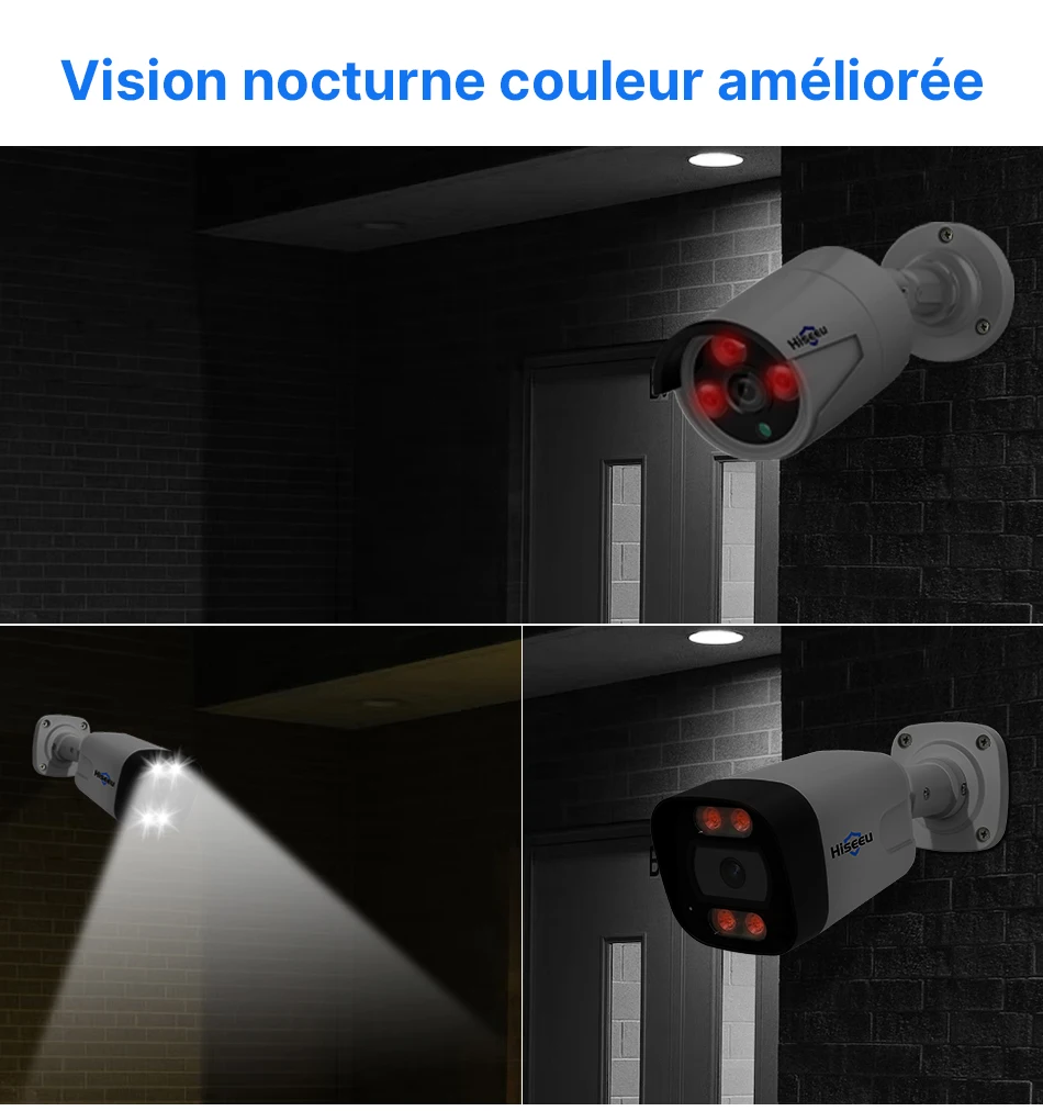 Hiseeu 5MP CCTV 10CH 4K NVR POE ONVIF Kit Caméra IP Camera Voiture Vigilância De Recul Security Protection Appareille Photo De Video Surveillance Maison pour La Maison Extérieure Camara Exterior