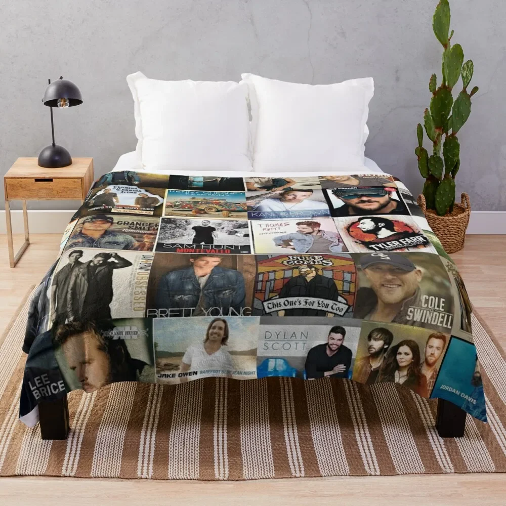 

country music collage Throw Blanket Flannel Fabric Quilt Custom Blankets