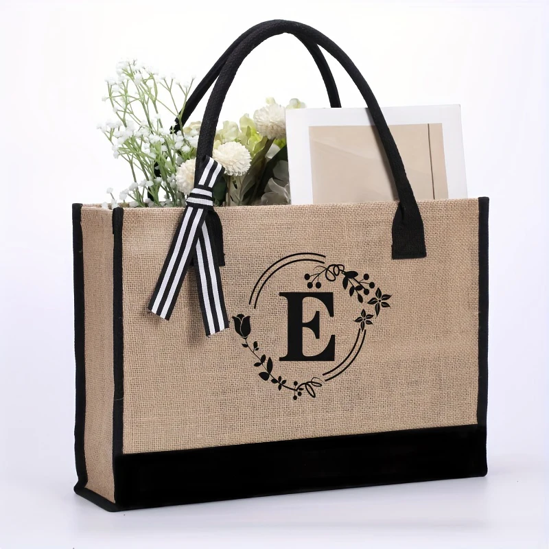 Wasserdichte Leinenhandtasche mit großem Fassungsvermögen, Souvenir-Shopping, grobe Jutetasche aus Leinen, einzelne Tragetasche – Detail 6
