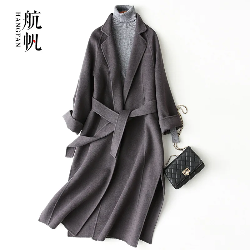 

Double Sided Cashmere Sweater Women's Long Knee Length Loose Fitting High-End Woolen Jacket Seasonal New Style