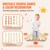 SucceBuy 6 PCS Balance Beam Stepping Stones Indoor Outdoor Wooden Toddler Balance Boards for Kids 2-6 Children Montessori Toy