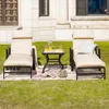 Patio Chaise Lounge Chair Set with Table Outdoor Metal Chairs Furniture, Garden Sofas 2