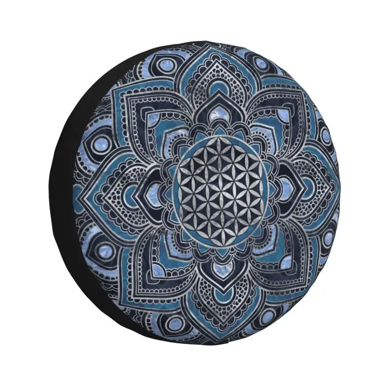 

Flower Of Life In Lotus Mandala Spare Tire Cover for Jeep Hummer Zen Yoga Meditation SUV RV 4WD Car Wheel Protectors Accessories