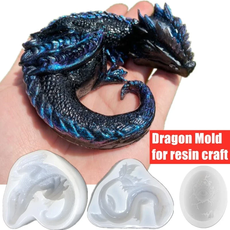 Moule En Silicone Holographique Forme Dragon - Pour Résine, Création De Décorations Murales, Bijoux - Silicone Bleu Transparent, Sans Huile, Réutilisable