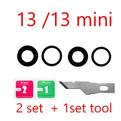 Dual Set Back Rear Camera Glass Lens with Sticker Adhesive Replacement (13 13 mini)