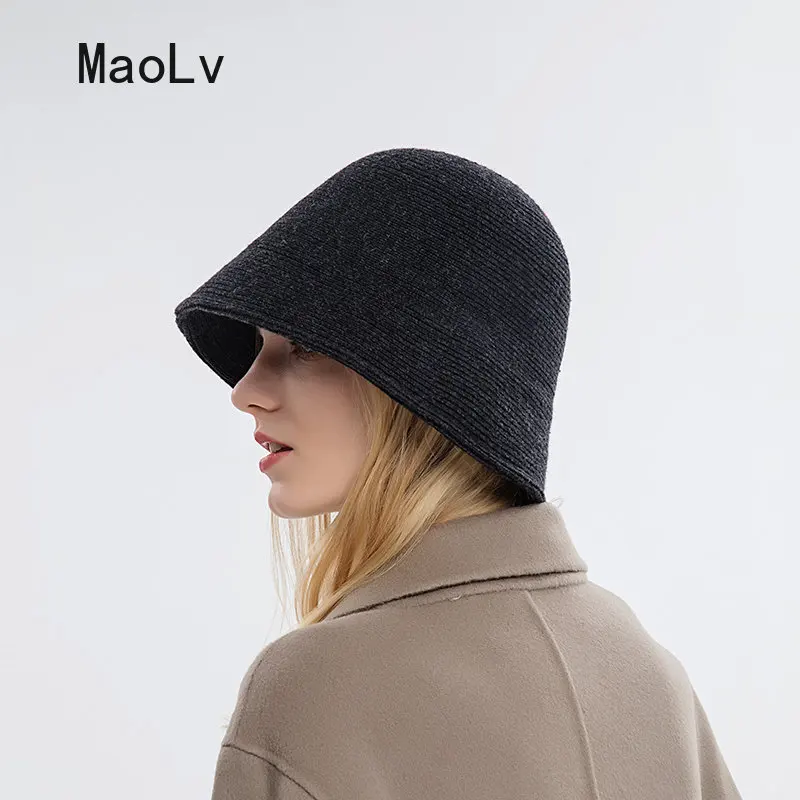 

Wool Bucket Hat Korean Fashion Japanese Retro Autumn Winter knitted Panama Cap Fisherman Hat Girl Fedora Hat Women Black Hats