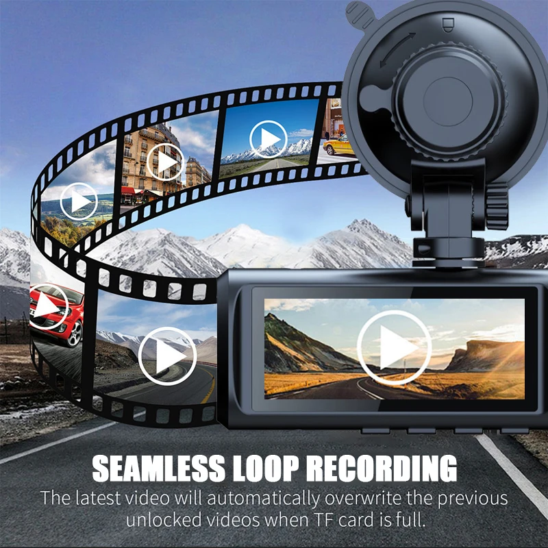 Ultra-Clear 4K Three-Camera Car Recorder, with Continuous Recording Function, and Optional 32g Memory Card