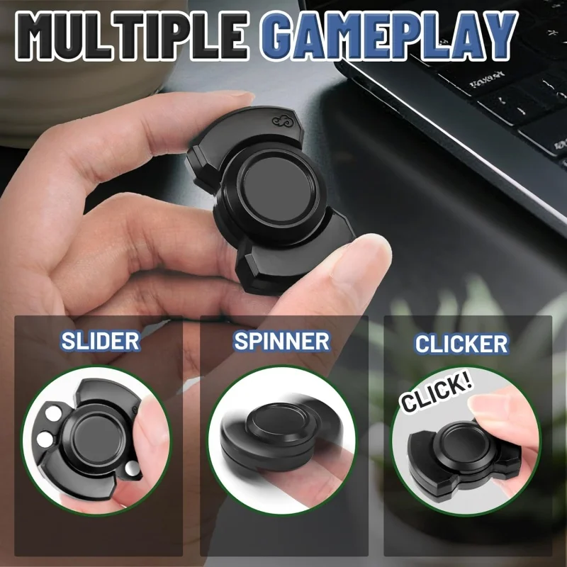 3-in-1 Fidget Spinner Toy For Adults Metal Slider Clicker Magnetic EDC Gadget Gifts Stress Anxiety Relief ADHD Autism