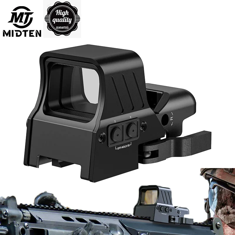 MidTen Scope Riflescope 1X22X33mm Red Green Dot 4 Reticles Sight Quick Detach Optical Collimator Mount 20mm Rail