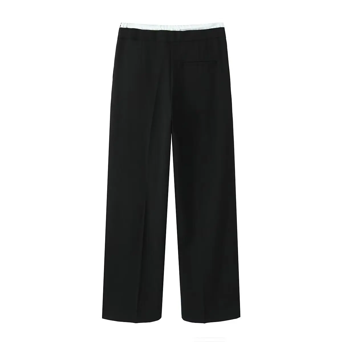 DUOPERI Women Fashion Solid Lace Up Side Zipper Straight Pants Vintage High Elastic Waist Female Chic Lady Trousers