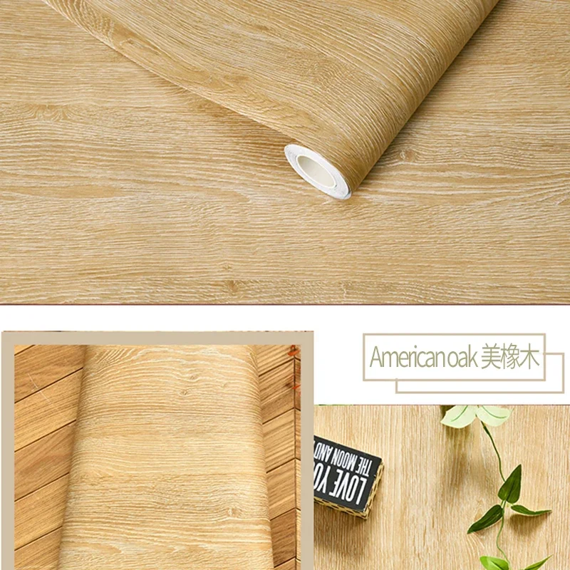 Waterproof Wood Vinyl Wallpaper Self Adhesive wallpapers Doors Cabinet Desktop Modern Furniture Decorative wall Paper 4