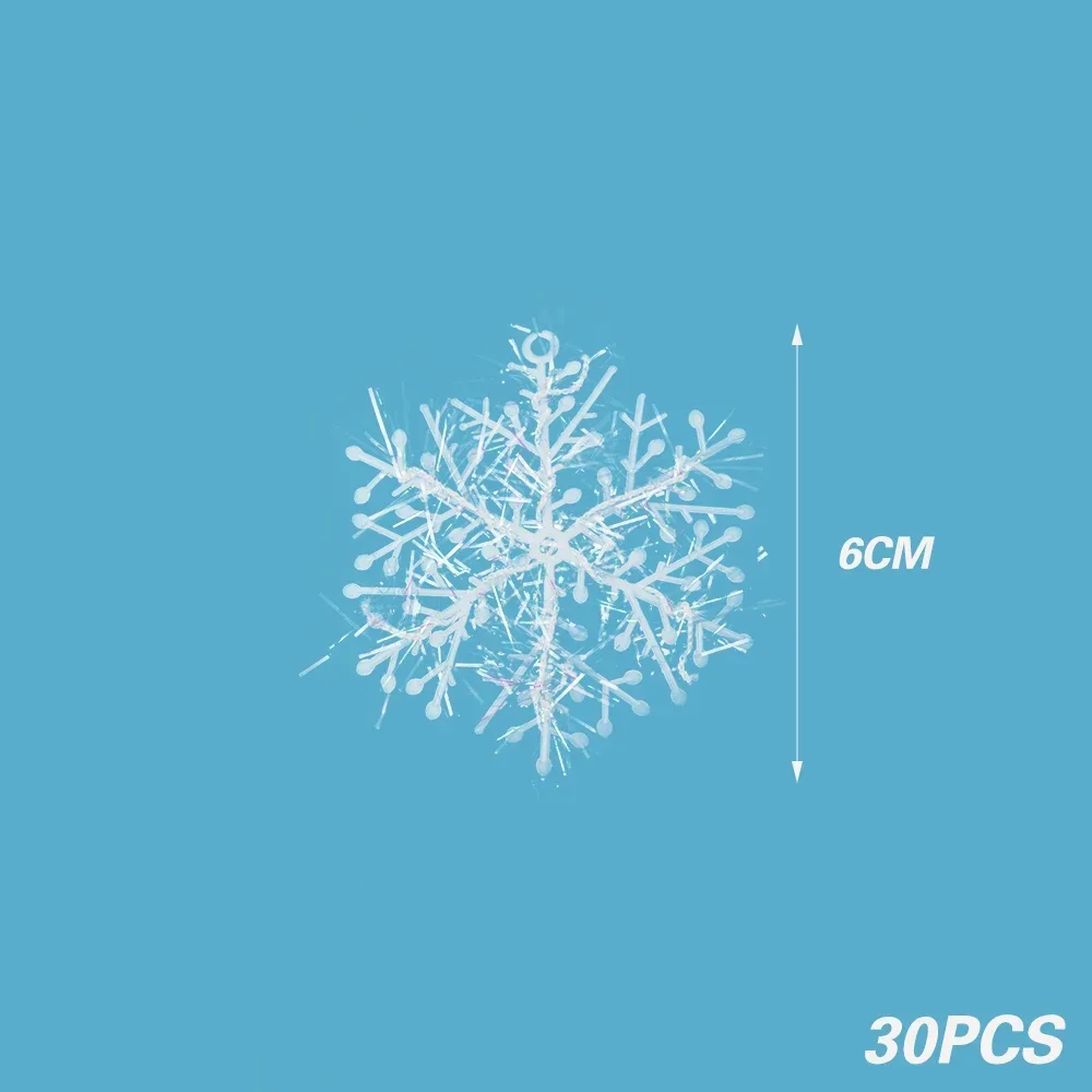 thumbnail image 1 of 30 piezas de copos de nieve navideños para colgar en el árbol de Navidad, guirnaldas de copos de nieve con purpurina, decoración para el hogar, fiesta, Navidad, bricolaje, 1 of 5