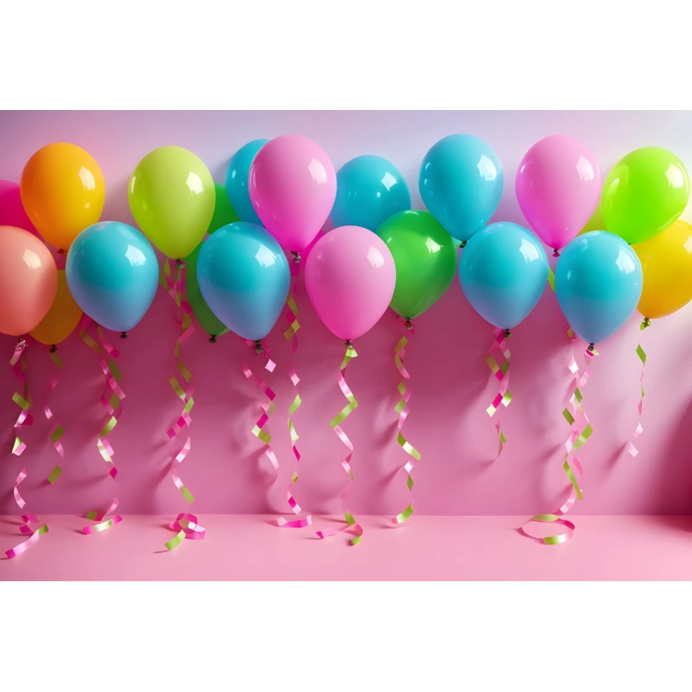 

Yeele Birthday Colorful Ballon Ribbon White Personalized Photographic Backgrounds For Photo Studio Photography Customized