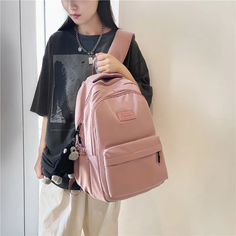 

2023 Waterproof Nylon Womens Backpack Teenage Girl School Bag Korean Style College Student Bag Laptop Backpack