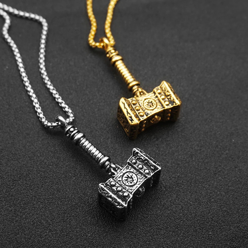 

Nordic Viking Thor's Hammer Necklace Men Chain Vintage Scandinavian Stainless Steel Mjolnir Pendant Jewelry Gift Free Shipping