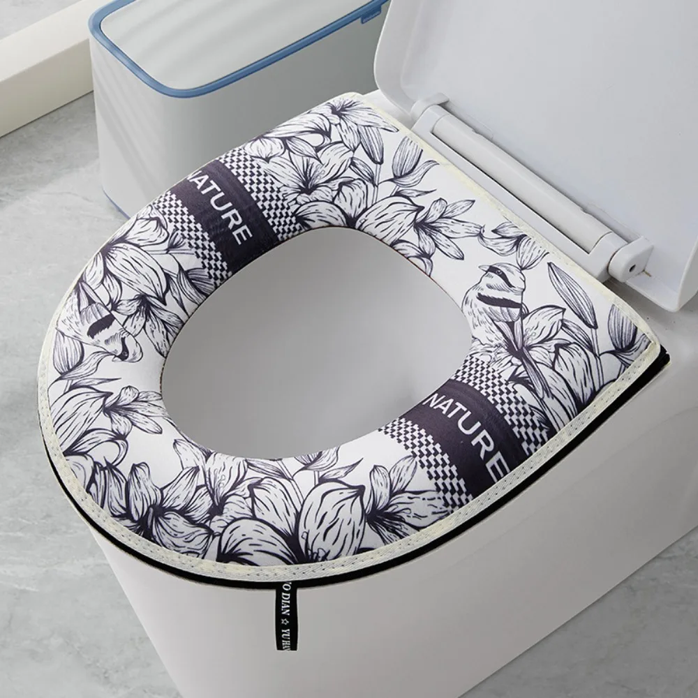 Toilet Seat Cover Ancient Style Toilet Seat Cover Thick Zipper Cushion Waterproof Non Slip Soft Comfortable Pad Bathroom Accessories