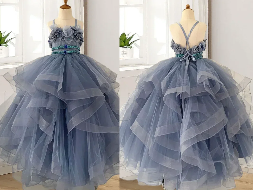 

Flower Girl Dress Ball Gown Sleeveless Sweetheart Floor-Length Bridesmaid Girls Party Pageant Dresses for Girls Aged 1-14