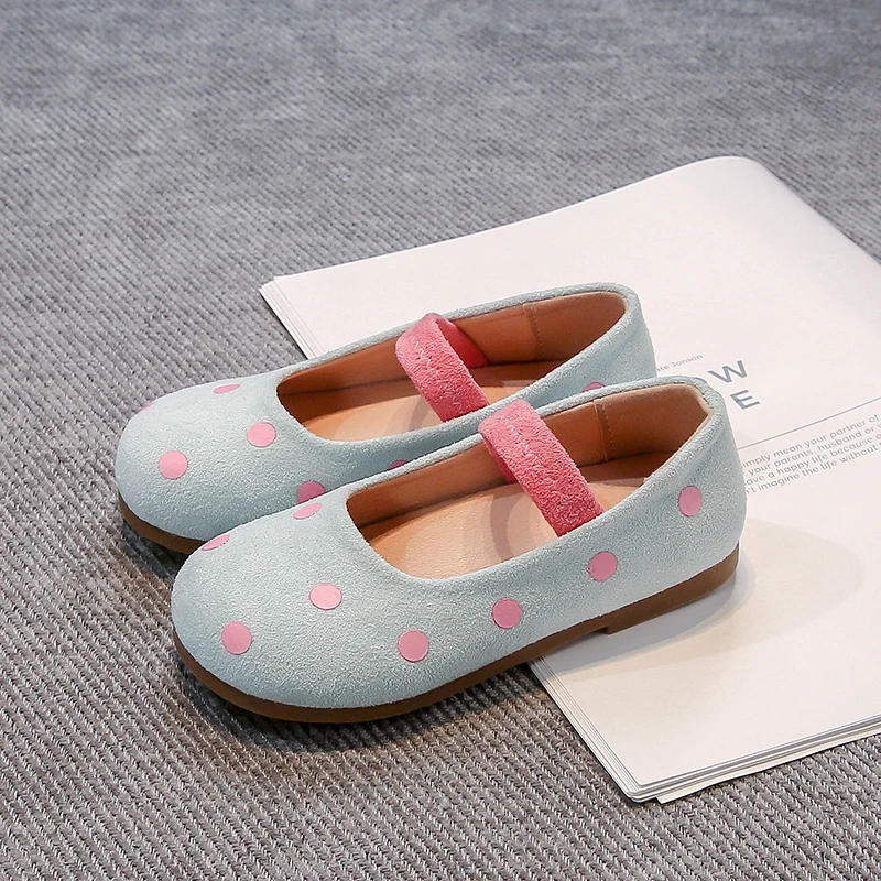 Girl's Princess Shoes Polka Dots Colorful Elastic Band Children Ballet Flats Spring Shallow Leisure Spring Kids Shoe 23-36