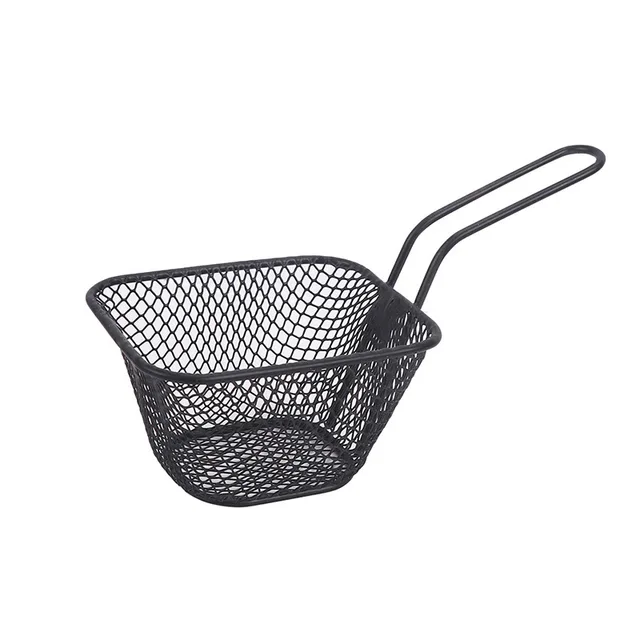 Mini Square Fry Basket Metal French Fries Chips Holder with Handle Desk Food  Presentation Mesh Basket Kitchen Accessories Tools - AliExpress