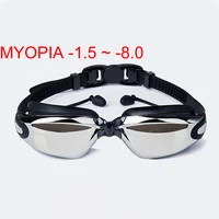 Men Women Myopia Swim Goggles Adults Professional Waterproof Plating Anti Fog UV Swimming Pool Optical Glasses Earplugs Eyewear 1
