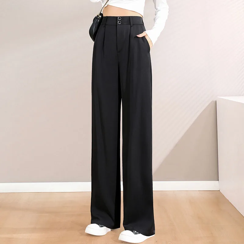 Women'S New Style High Waist Draping Loose Casual Straight Leg