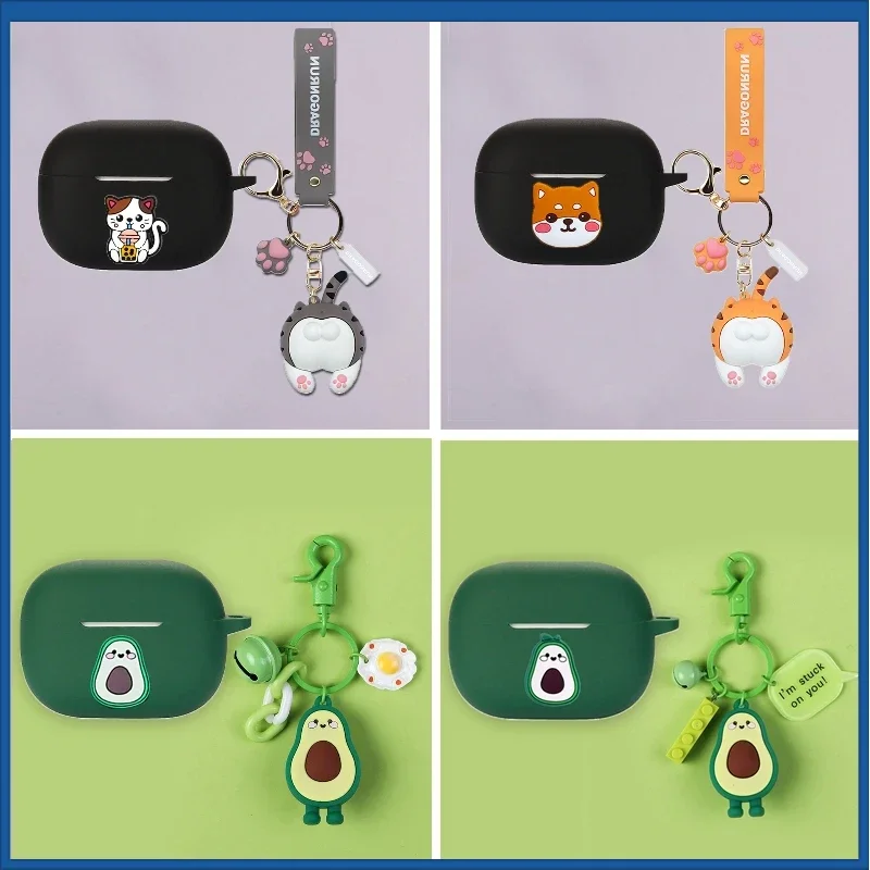 

Funda For Skullcandy JIB True Case Cartoon Cute Cat / dog / Avocado Pendant Earphones Silicone Cover For Skullcandy Jib True