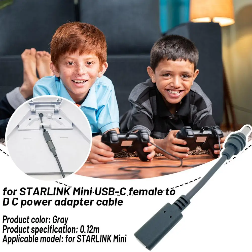 USB-C to DC Power Cable For Starlink Mini Type-C Adapter for Starlink Mini DC Cable 0.12m Weatherproof Reliable Charging Cord