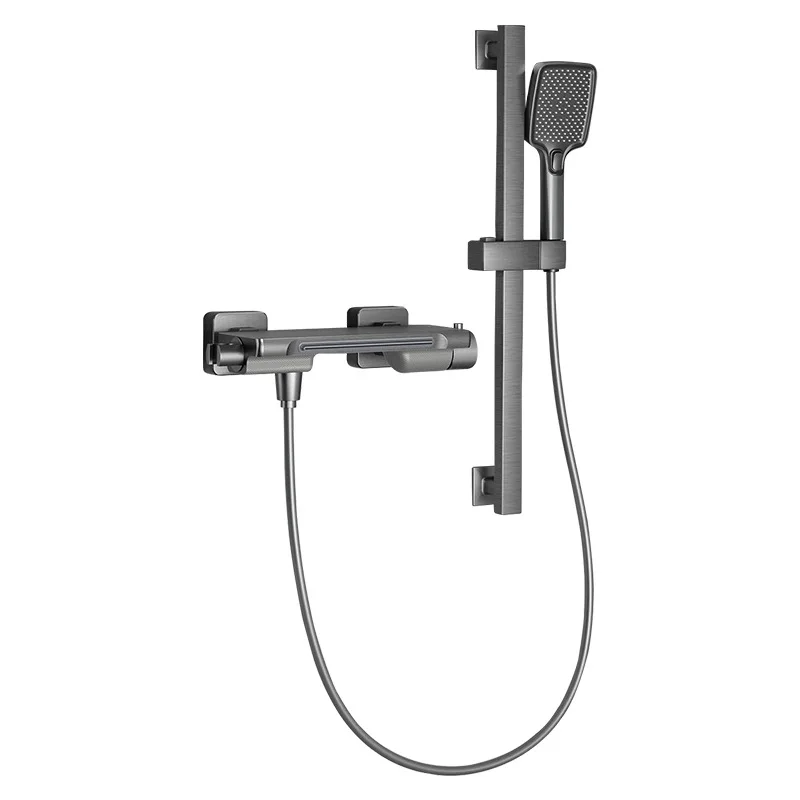 Grey/White Brass Bathroom Bathtub Faucet Waterfall Handheld Shower Set Wall-mounted Hot And Cold Mixed Water Bath Faucet 6
