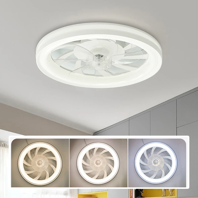 Remote Control Ceiling Fan With Light Bedroom Decoration Ventilation Fan Light 48cm Air Invisible Blade Telescopi