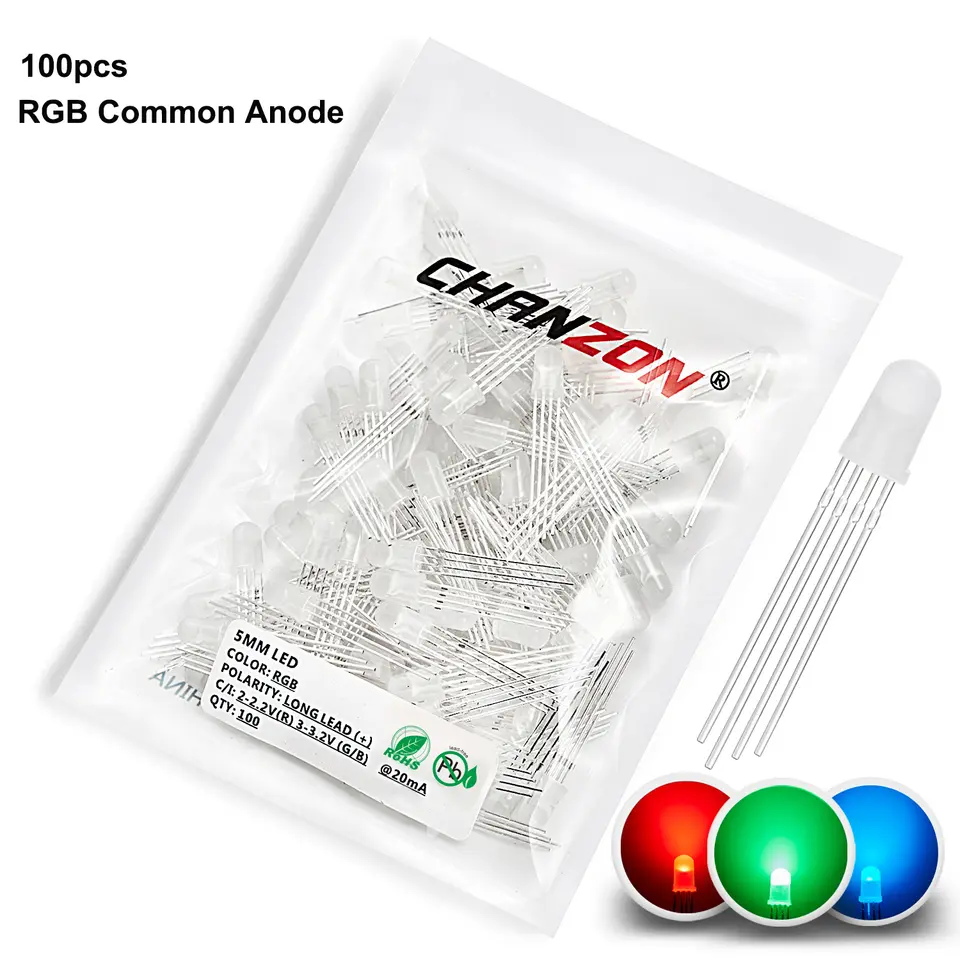 5mm 8mm 10mm Led Diode RGB Light Emitting 4 Pin Common Anode Cathode Tricolor Multicolor Clear Diffused DIY PCB Lamp Bulb image 9