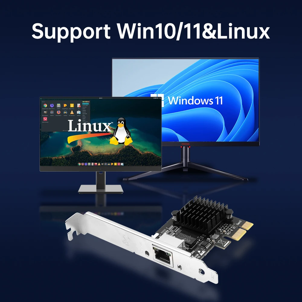 5Gbps PCIE-RJ45 네트워크 카드 RTL8126 5000Mbps 기가비트 이더넷 LAN 어댑터 데스크탑용 직접 속도 데이터 전송