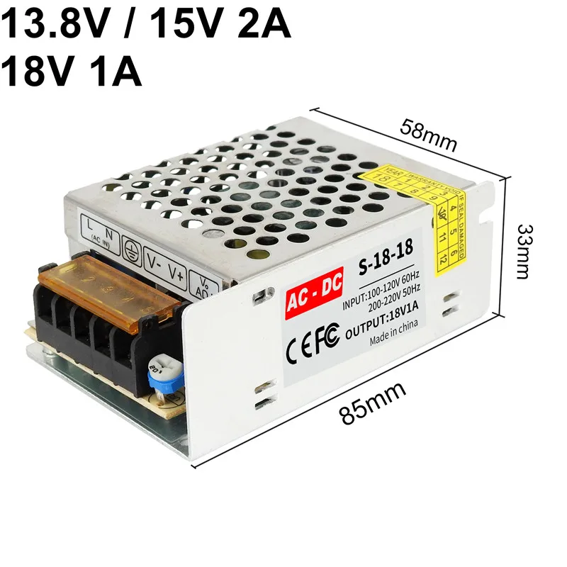 Tensão Regulada do Transformador Fonte Estabilizada 13.8v 15v 18v 110v 220v ca para dc 28w 30w 18w