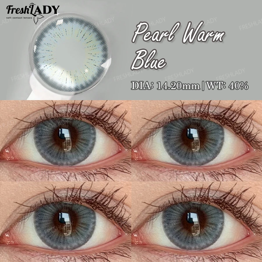 Pearl Warm Series Colored Contact Lenses - Natural Brown & Blue, Soft 14.2mm