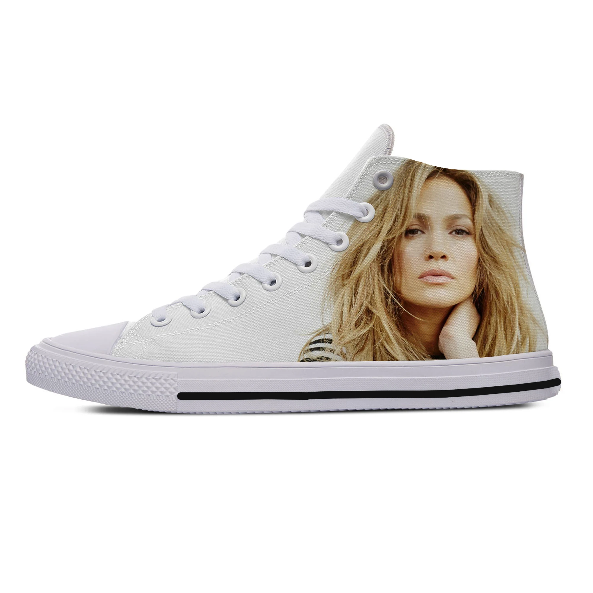 

Hot Jennifer Lopez Singing Inside You Music Give Me Life Shoes Lightweight Leisure Breathable Board Shoes High Top Canvas Shoes