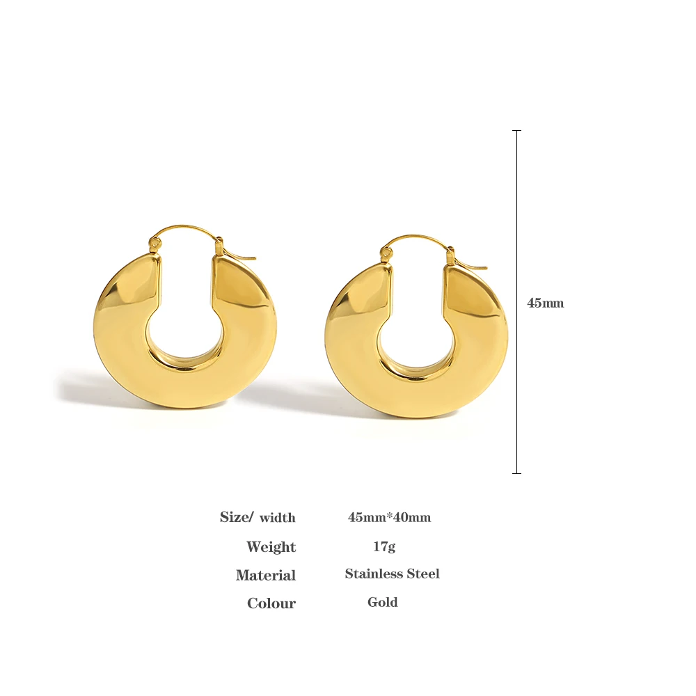High Quality Chunky Hoop Earrings Gold Color U-shape Earring for 