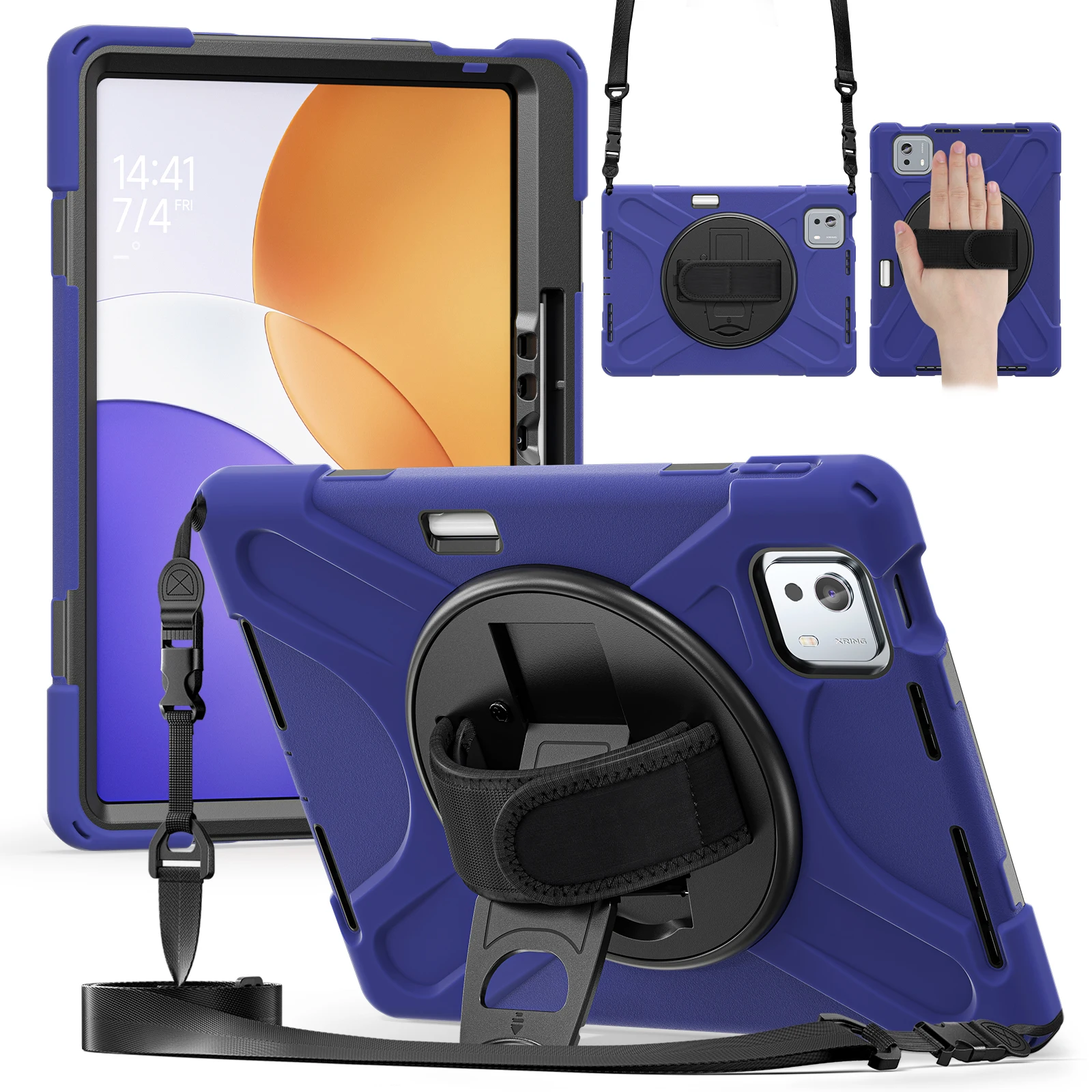 Heavy Duty Protective Tablet Case with Shoulder Strap - Durable PC + Silicone Cover