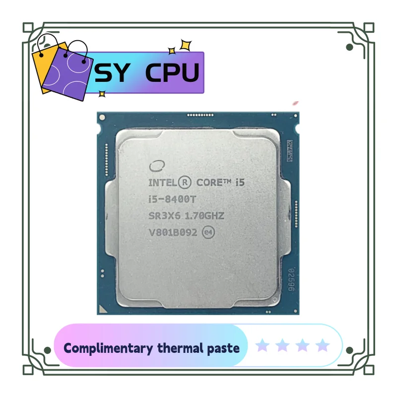 

Core i5-8400T CPU 14nm 6 Cores 6 Thread 1.7GHz 9MB 35W 8thGeneration Processors LGA1151 i5 8400T FOR Z390 Motherboard