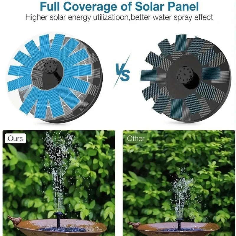 Solar Fountain 1W/1.4W/2.5W solar fountain with 6 nozzles suitable for gardens bird baths ponds swimming pools outdoor and backyard aquariums solar fountain solar fountain pump water fountain garden pond fountain solar water pump bird bath bird bath supplies fountain nozzles