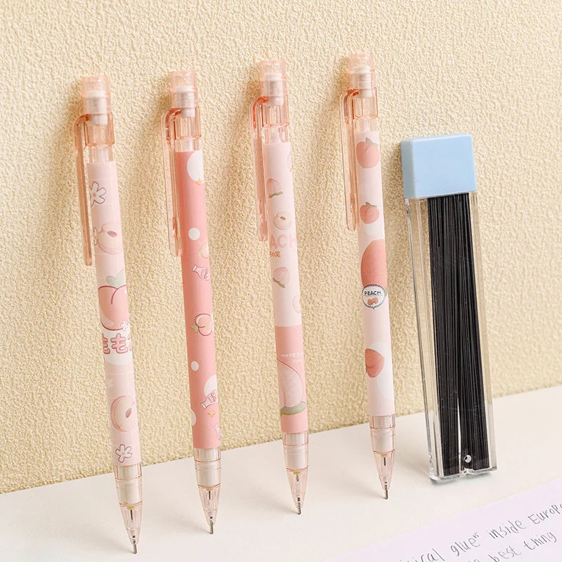 0.5mm Honey Peach Cute Press Automatic Mechanical Pencil School Office Supplies Student Stationery Gift Refill 2
